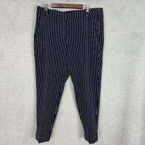 Lane Bryant pants womens 16 blue pinstripe high rise tapered leg preppy nautical